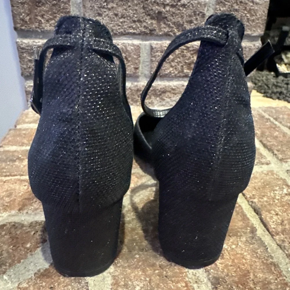 BCBGeneration Rola Shimmery Block Heel Pump Women's Black Size 9M #502